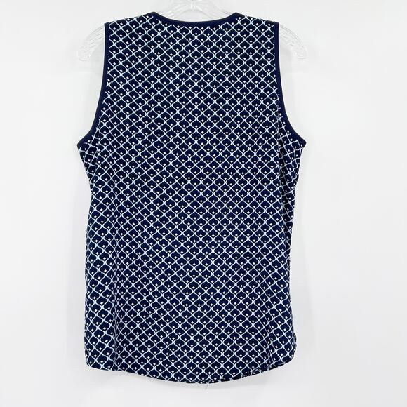 41 Hawthorn Beckett Navy Geometric Print Sleeveless Blouse Top  Womens Size S - Picture 8 of 11